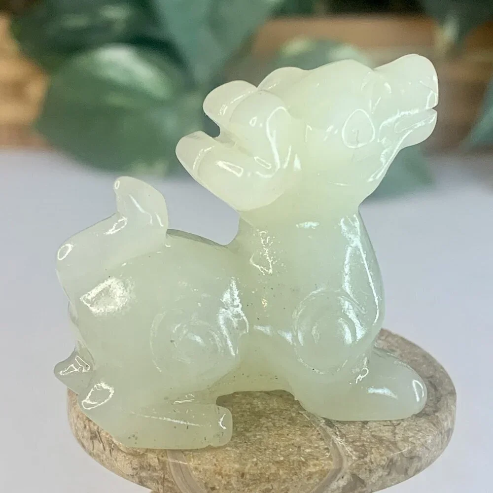 Chinese Jade Foo Dog Pixiu Figurine Carved Mythical Animal Figure Statue Vintage